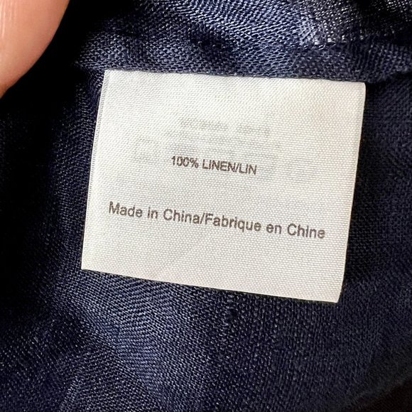 Tory Burch Navy Blue White Issy Scallop-Trim Embroidered Linen Tunic Top Size S - Picture 7 of 9